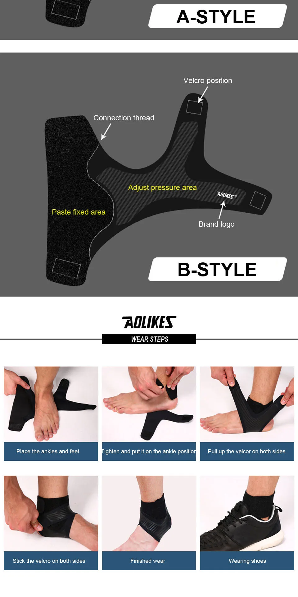 AOLIKES 1 шт. Новая эластичная поддержка щиколотки Регулируемая из дышыщей ткани для лодыжки эластичная повязка для спортивной защиты растяжения травм пятки обертывание рукава