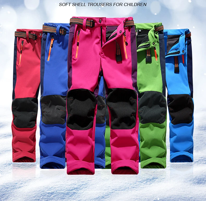 Зимние Походные штаны для мальчиков водонепроницаемые штаны для девочек на открытом воздухе для сноуборда плюс бархатные мягкие лыжные штаны спортивные лыжные штаны