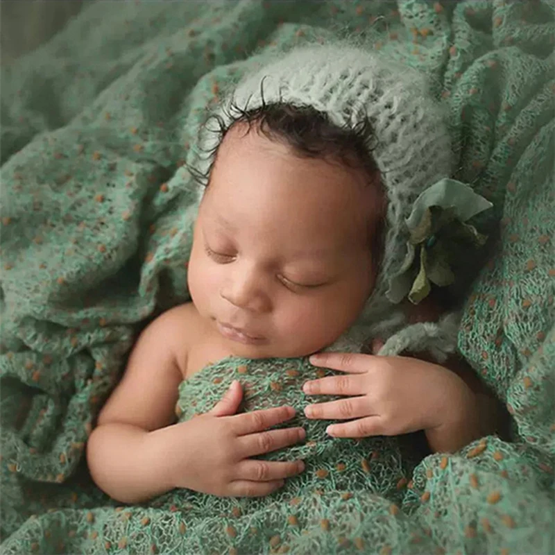 40*150 CM Baby Photography Wraps Blanket Soft Infant Photo Props Knitted Swaddling Elastic Scarf With Pompon Pictuers Clothes