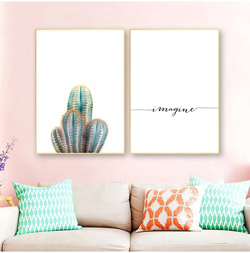 Cactus Picture Room Decoration Home Decor Sea Sunset Motivational Poster Quote Print Nodic Style Wall Art Canvas Painting
