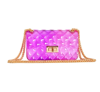

2019 years new design color purses cute chain crossbody handbag women matte diamond jelly bags women handbags