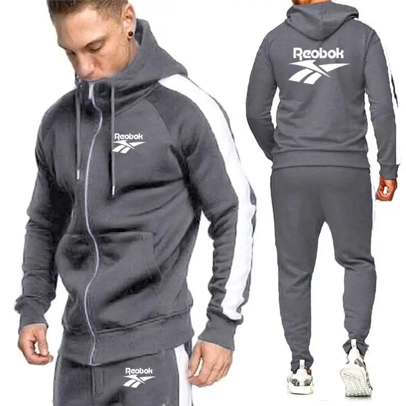 

New hoodie suit men's winter clothing Europe and the United States plus size zipper casual hoodies sportswear + sports pants