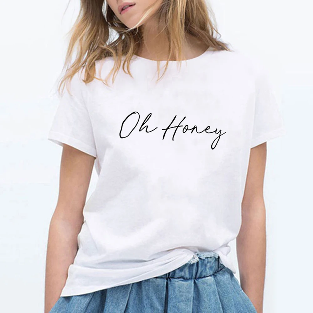

Oh Honey T shirt Women New Arrival Art Letter Printing Harajuku Female T-shirt Harajuku Retro Cool Graphic Oversize Vestidos