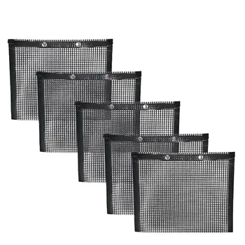 

5 Pack Non Stick Mesh Bag for Grill Toaster Oven Bags Barbecue Pockets Sheets