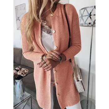 

Women Sweaters Casual O-Neck Cardigans Autumn Slim Knitted Warm Long Sweaters