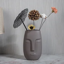 Простая матовая керамическая ваза с человеческим лицом, креативное украшение для дома и рабочего стола, украшение для крыльца, классный красивый цветок