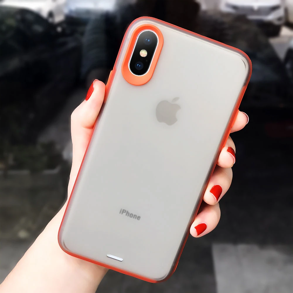 Матовый противоударный армированный чехол для телефона iPhone 11 11Pro Max XR XS X XS Max 7 8 Plus прозрачный жесткий защитный чехол-накладка - Цвет: Orange