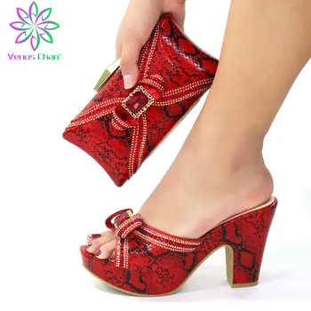 

New Fashion Sales In Women Matching Shoes and Bag Set African Wedding Italian Shoe and Bag Sets Rhinestone Wedding Party Shoes