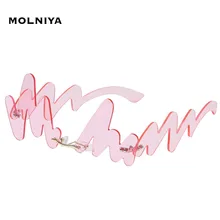 

Frameless Sunglasses Woman Metal Frame One Piece Irregular Sun Glasses Transparent Candy Colors Eyeglasses UV400