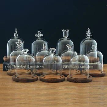 

8pcs/pack 9*11cm Antique Wood Base Glass Dome Home Decoration Diameter=9cm Height=11cm Glass Dome DIY Gift Wedding Favor Gift