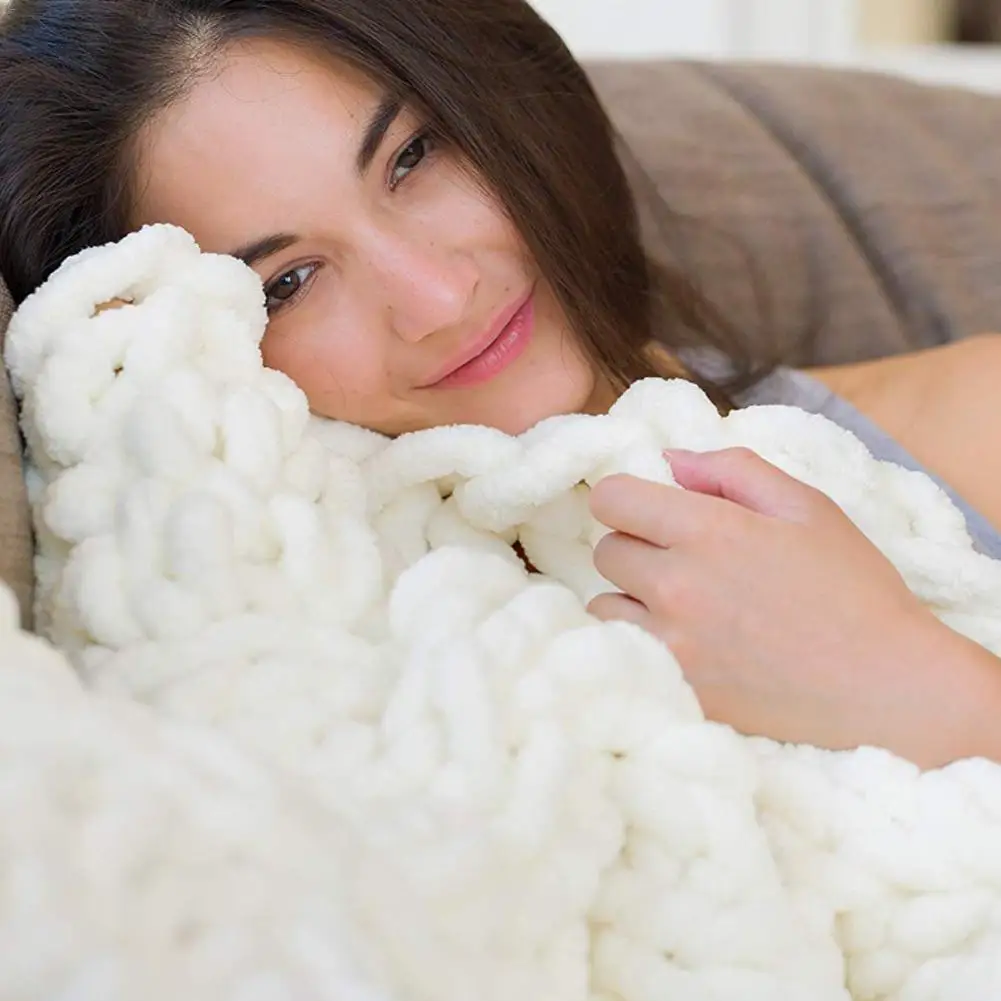 

4 Size Soft Warm Chenille Blanket Winter Sheet Bedspread Sofa Plaid Knitted Blanket Autumn/Winter Use Warm Soft Blanket