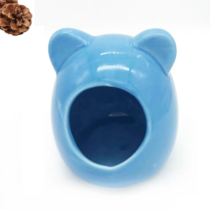 Blue Милая керамическая клетка для хомяка, керамический домик для маленького питомца, спальное гнездо, кровать для питомца, крыса, игрушки, клетка для всех сезонов, аксессуары для дома - Цвет: Blue