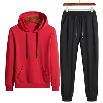 

New Style Students Plus-sized Loose-Fit Hooded Hoodie Athletic Pants Two-Pieces Casual Sports Set of National Trends Men's