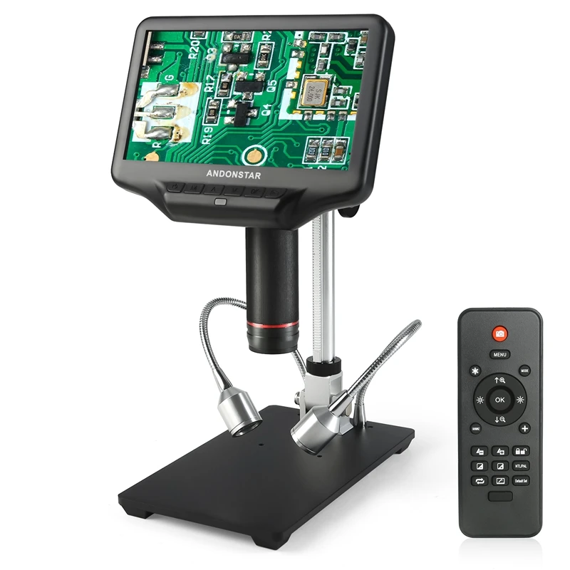 Andonstar 3D Визуальный HDMI цифровой микроскоп 7 ”LCD 1080P Регулировка большого поля УФ объектив лупа мобильный