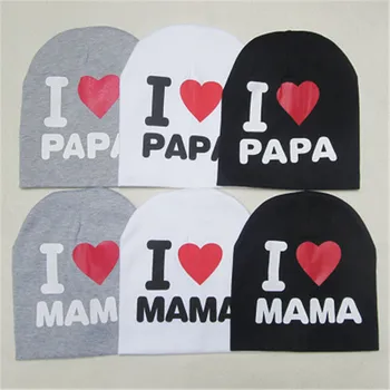 

Baby Hat Printed I Love MAMA PAPA Hats Solid Color Cap for Children Toddler Girls Boys Knitted Beanies Infant Unisex Accessories