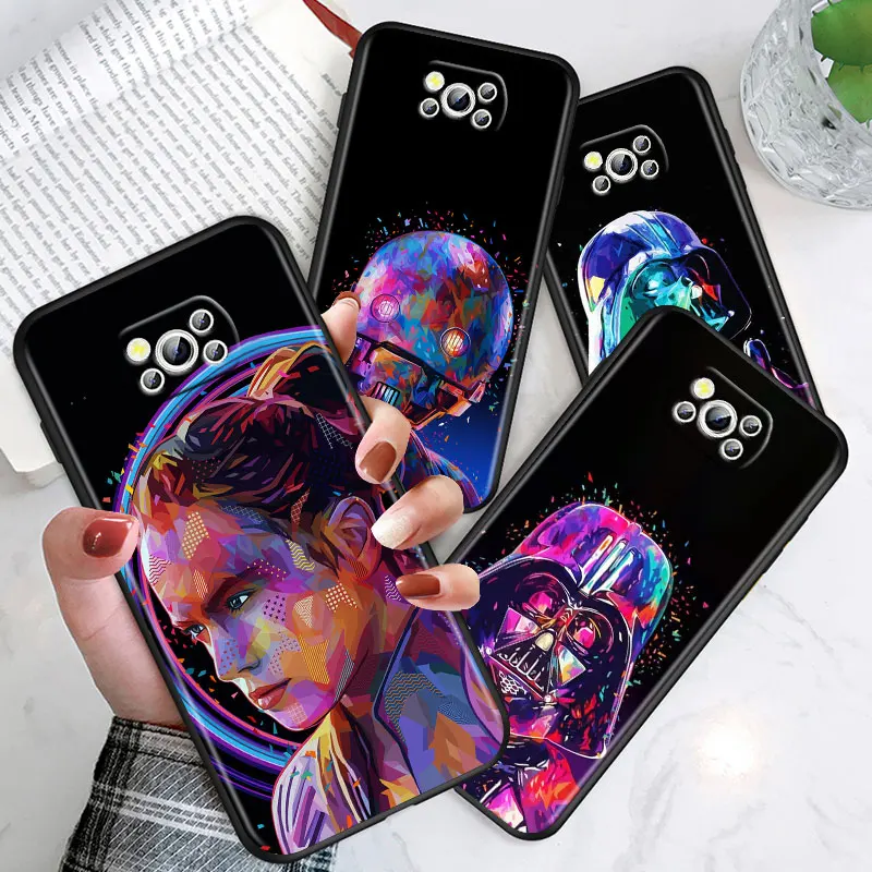 Star Wars Color Robot For Xiaomi Civi Poco X3 NFC X2 M3 M2 F2 F3 Pro C3 F1 A2 Lite Mix3 Play Soft Black Phone Case