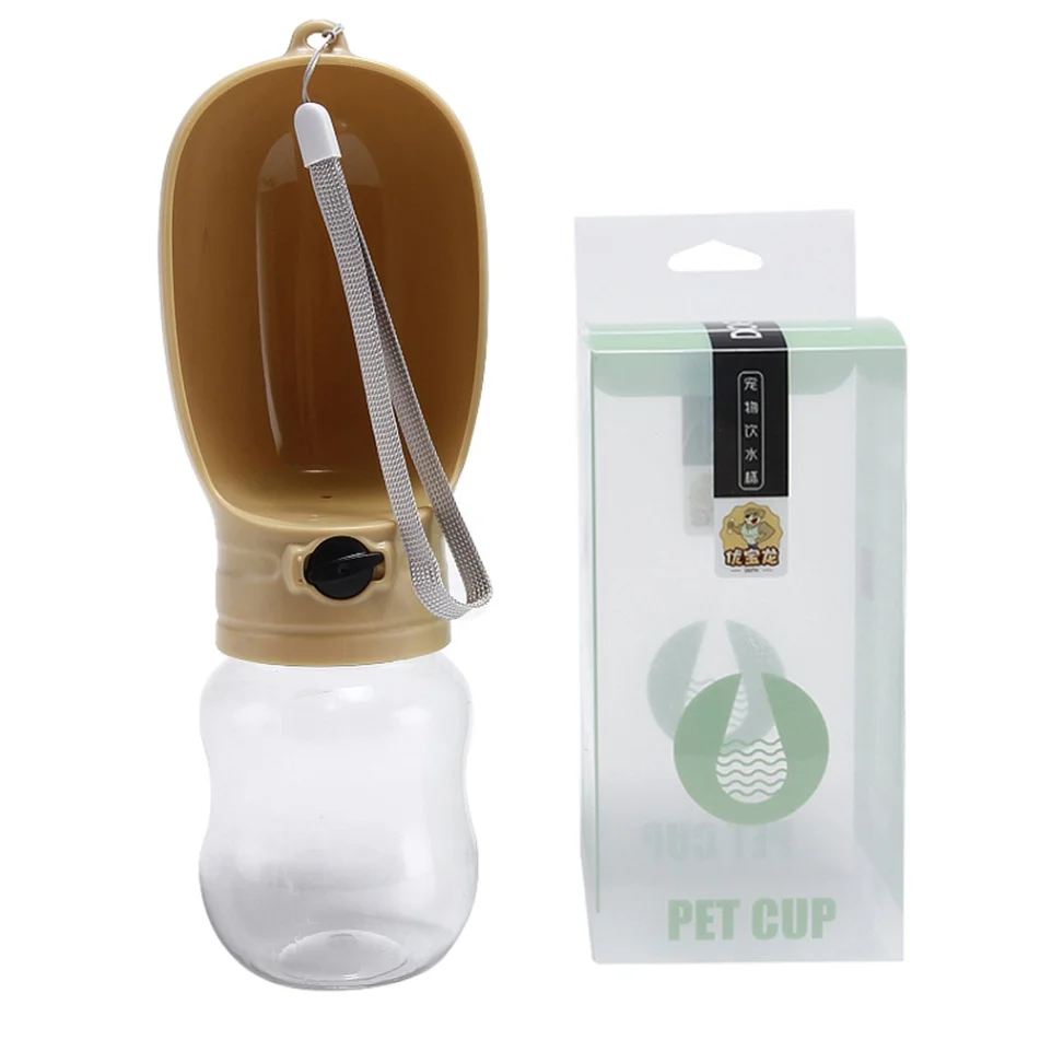 Золотой Portable Dog Drinking Bottle Kettle Teddy Accompanying Water Cup Hanging Drinking Water Bottle Outdoor Dog Water Feeder Bowl - Цвет: Золотой
