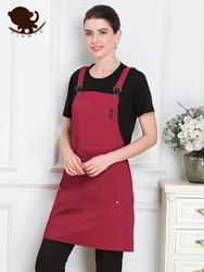 Avental de trabalho de lona, moda para chef e mulher, para trabalho em restaurante, bar, loja, cafeteria, estúdios de beleza