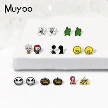 Новые эпоксидные акриловые серьги кошмар до Рождества аниме мультфильм пластиковые серьги ювелирные изделия ручной работы усадки серьги