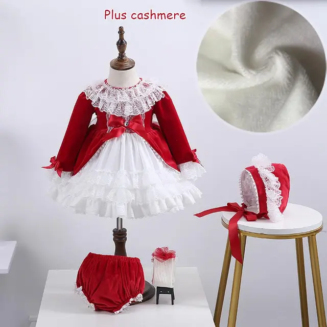 Kids Dress for Girls Baby Party Lolita Style Dress for Kid Long Sleeve Patchwork Wedding Dress Girl Ball Gown Princess Vestidos Dress velvet 4pcs