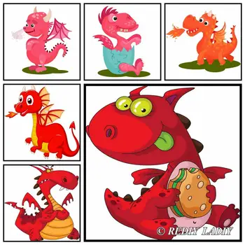 

DIY Diamond Embroidery Cartoon Dragon Baby Mosaic Painting Full Square/Round Rhinestones Picture Beads Cross Stitch Home Decor