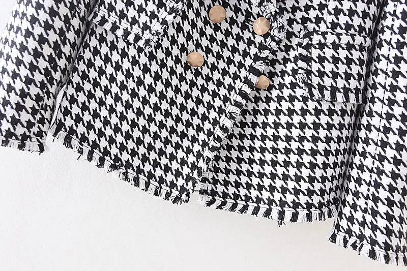

2019 Autumn And Winter New Style Western Style Double Breasted Houndstooth Slim Fit Slimming Suit Jacket