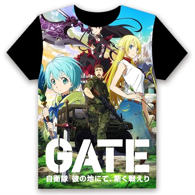22 Футболка аниме «Gate: Jieitai Kanochi Nite kaku tatakaeri Рори Косплэй с коротким рукавом унисекс Повседневное черный одинаковые летние футболки забавная футболка Топы - Цвет: 22