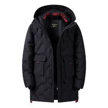 Новинка, зимний мужской пуховик, модный британский стиль, плотный, теплый и длинный капюшон, высокое качество, Молодежная мужская парка, пальто 9056