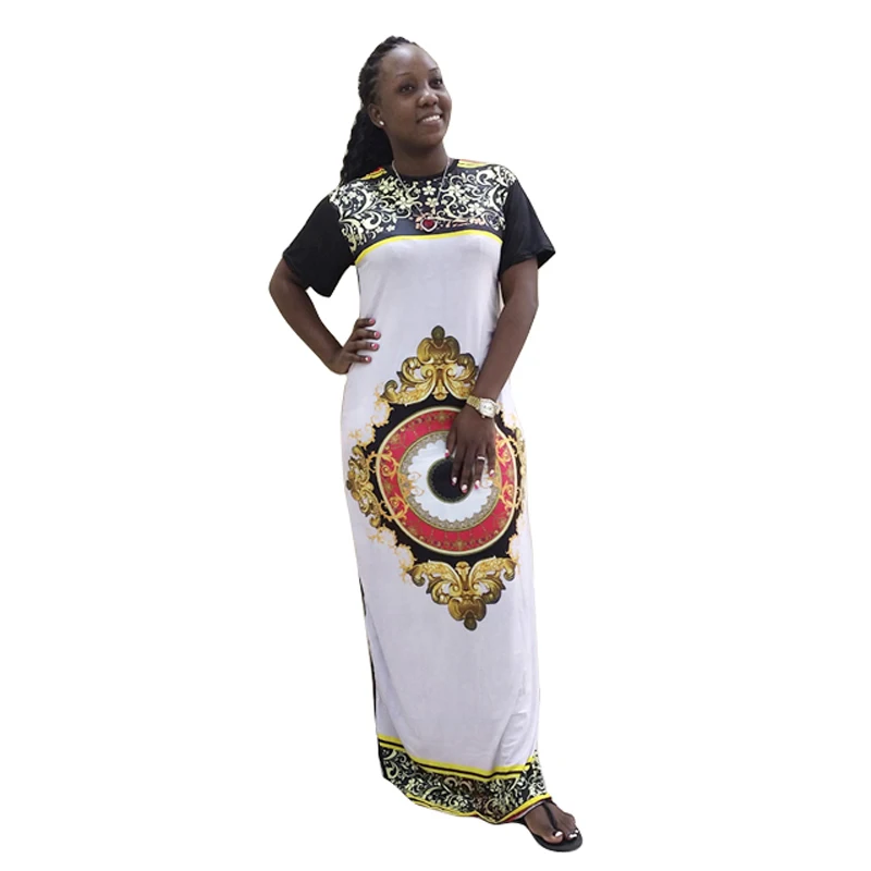 

2019 New African Traditional Print Dresses For Women Polyester Fashion Casual Ladies Clothing