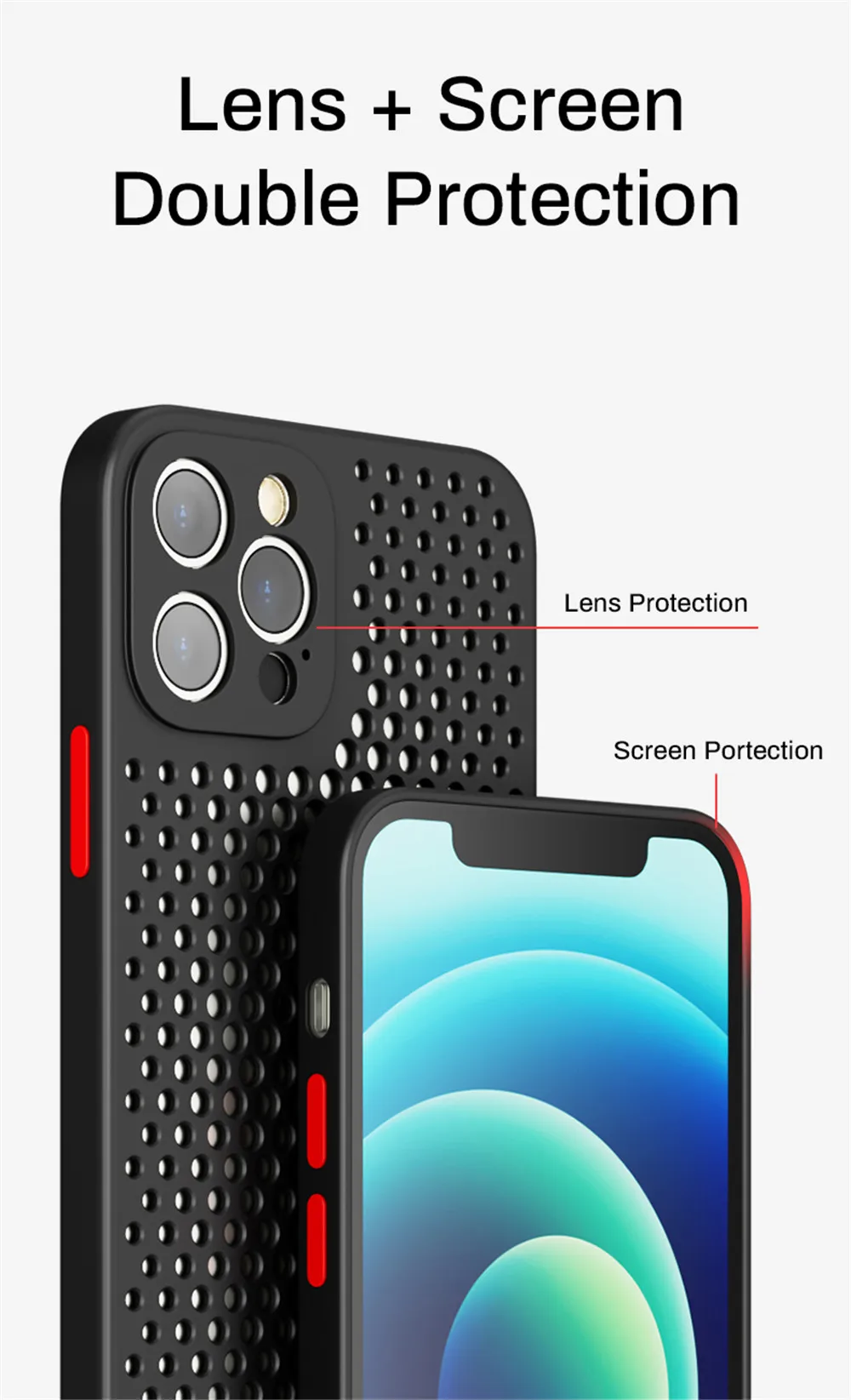 case iphone 12 pro max Heat Dissipation Breathable Cooling Case For iPhone 12 11 13 Pro Max 13 Mini X XS Max XR 7 8 6S Plus SE 2020 Soft Silicone Cover iphone 12 pro max leather case