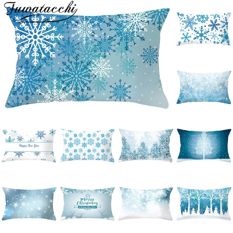 

Fuwatacchi Christmas Style Cushion Cover Winter Snowflake Printed Throw Pillowcases Decoratives Pillow Covers for Sofa Home Car