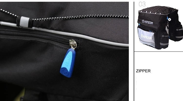 Top Bicycle Trunk Bags Cycling Double Side Rear Tail Seat Pannier Pack Bike Luggage Container Bag with Fixed Belt+A Rainproof Cover 17