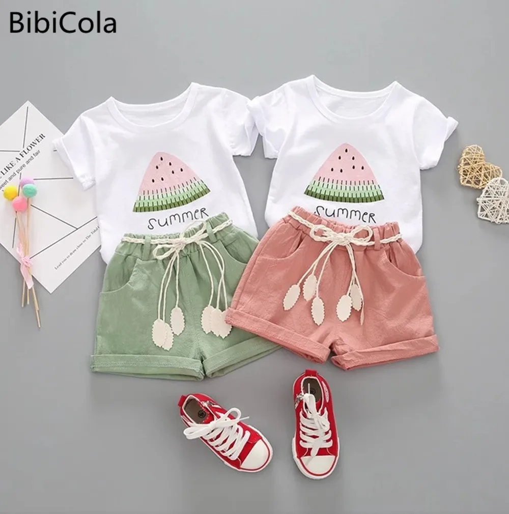 Clothing Set 2pcs BibiCola summer girls children cotton suit kids cartoon outfits short sleeve baby girls clothes sets girls clothing set
