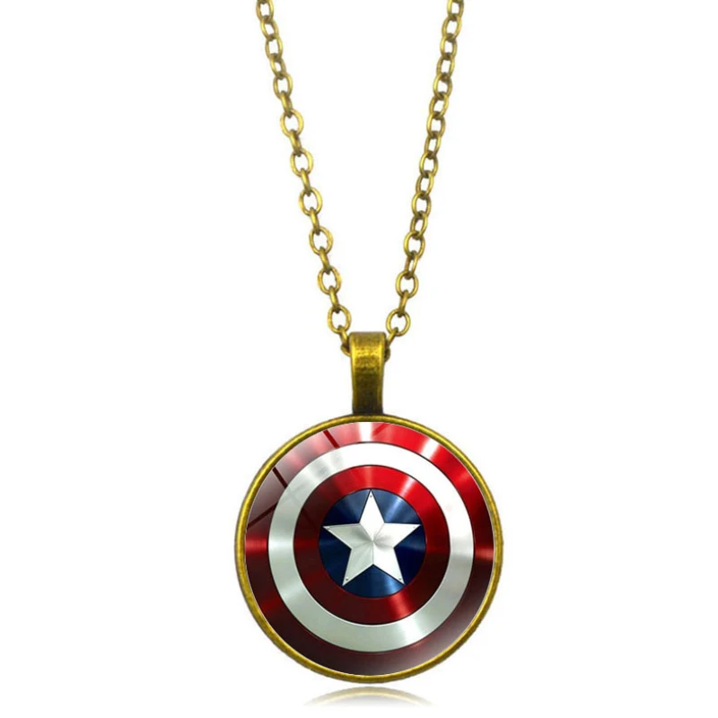 1 шт. Marvel Американский капитан Железный человек энергетический щит ожерелье стильное стекло выпуклая женское ожерелье с подвеской ключицы цепи - Окраска металла: 3