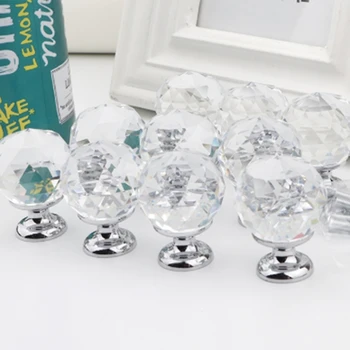 

30Mm 10Pcs Crystal Ball+Zinc Alloy Furniture Cupboard Wardrobe Cabinet Drawer Dresser Door Pulls Knobs Handles with Screw