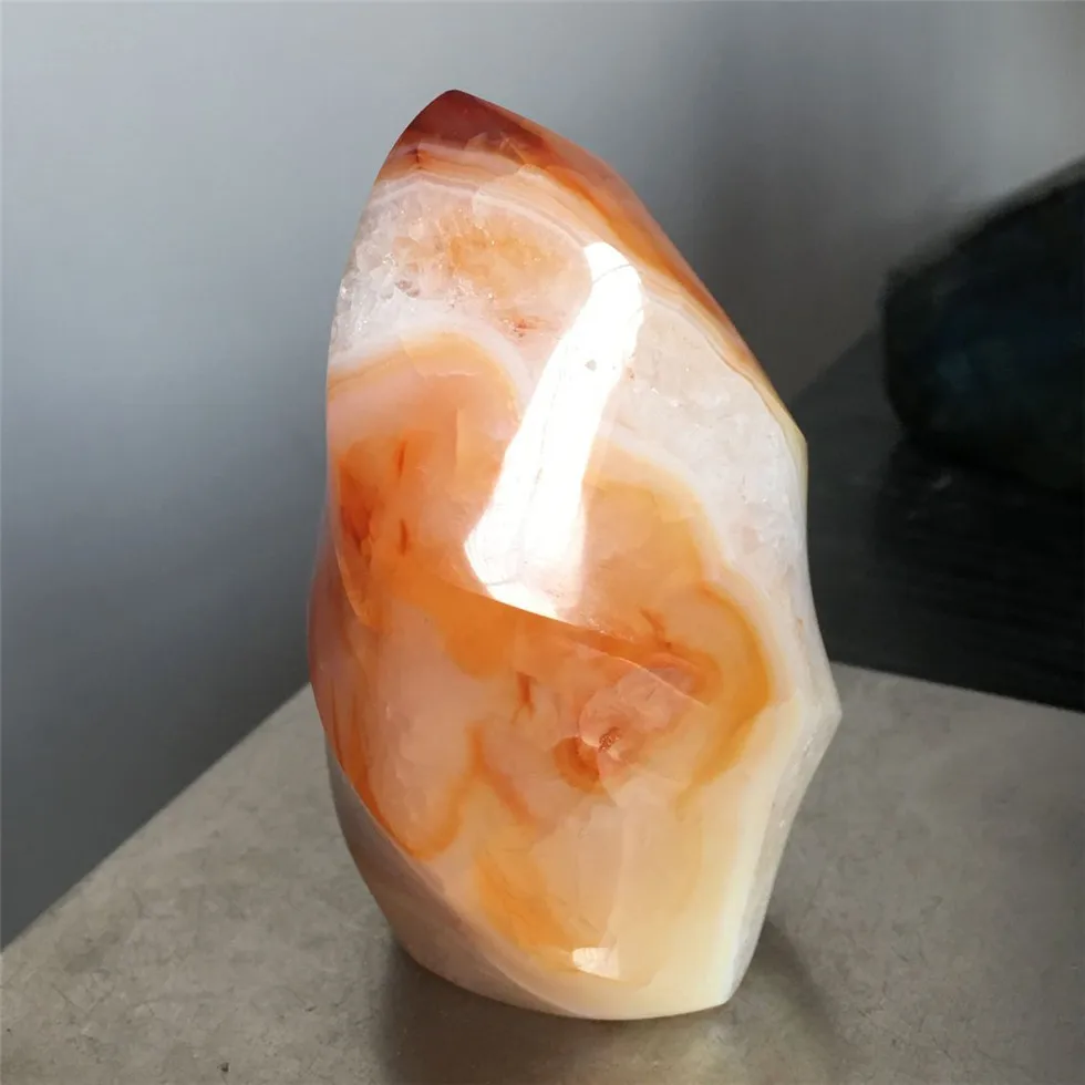 

150-500g Natural Red Carnelian Jasper heliciformFlame Quartz Crystal Wand Desk decoration Specimen Point Healing