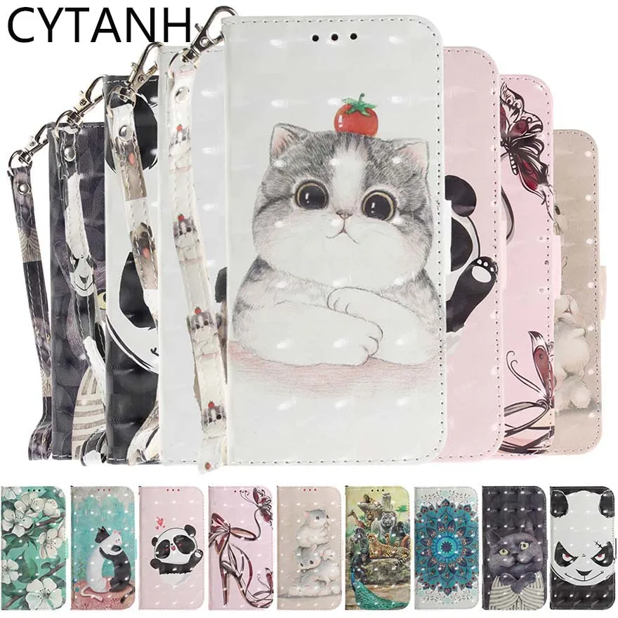 Роскошный чехол-кошелек с 3D рисунком для Huawei Y8P Y5P Y6P Y9 Y7 Prime Y5 lite P Smart Plus 2020 кожаный