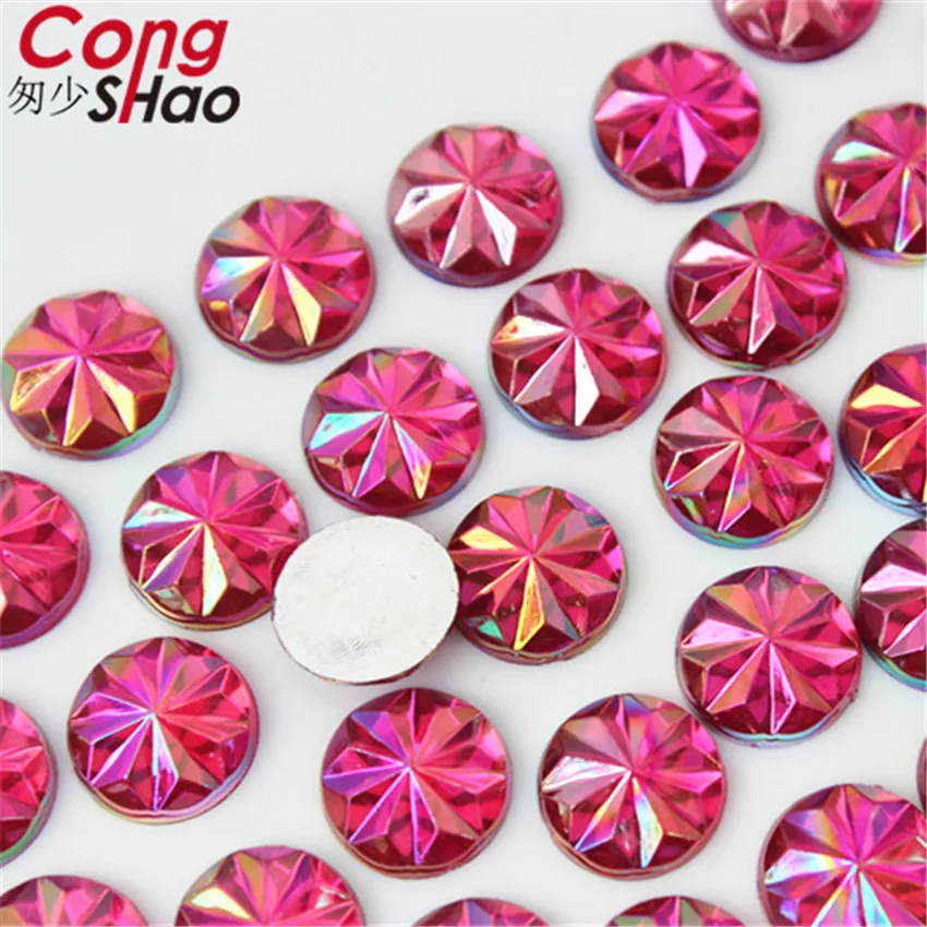 

Cong Shao 300PCS 12mm AB Colorful Stones And Crystal Round FlatBack Acrylic Rhinestones Trim DIY Costume Accessories CS47
