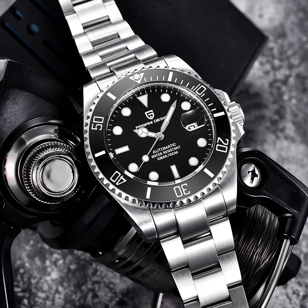 PAGANI marque Design Brand Luxury Men Watches Automatic Black Watch Men Stainless Steel Waterproof Business Sport Mechanical