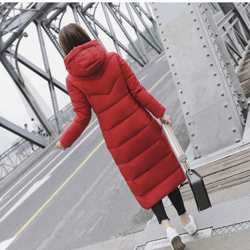 

6xl Hooded Long Women Winter Padded Large Plus Size Female Red White Winter Coat Hollow Cotton Warm Parka Oversize Windbreaker