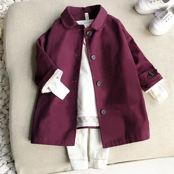 

New classical red 2-7years little child windbreaker for girls 2020 spring & autumn single breasted coats girls windbreaker