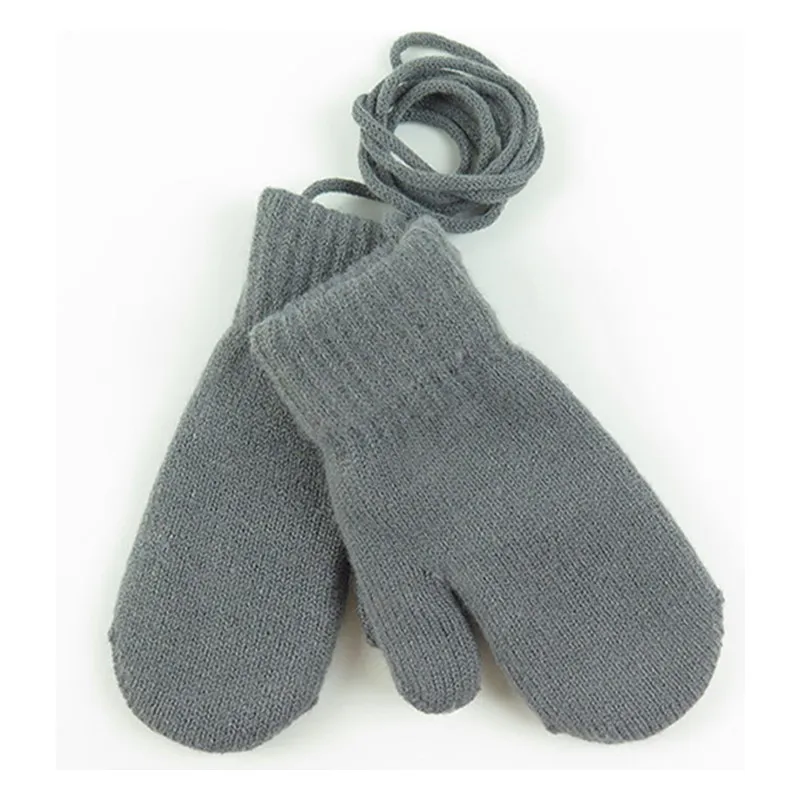 1 пара Новое поступление на зиму для маленьких мальчиков и девочек трикотажные перчатки теплые веревку полный митенки для пальцев перчатки для детей Дети - Цвет: Deep gray