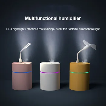 

300ML Portable Mini Air Humidifier USB Ultrasonic Cold Mist Maker Aroma Diffuser LED Night Light Home Office Mute Air Purifier