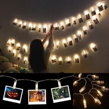 10 светодиодов фото зажимы для фото гирлянды Настенные светильники Свадебная вечеринка Рождество домашние декоративные светильники подвесные рисунки, картины карты