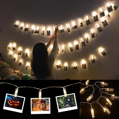 

10 LEDs Photo Picture Clips String Lights Wall Light Wedding Party Christmas Home Decor Lights Hanging Paintings Pictures Card