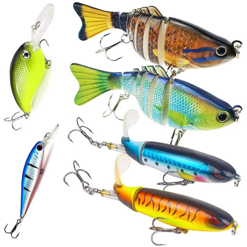 

Fishing Lures with Floating Rotating Tail Barb Treble Hooks and 7 Segments Multi Jointed Swimbaits Fish Tackle Kits