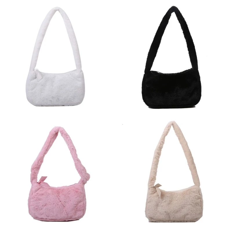 Tote Underarm-Bag Fuzzy-Handbag Plush-Shoulder Fluffy Soft Female Solid-Color Fashion