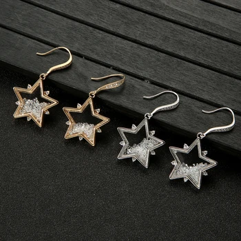 

Trendy Star Desgin Drop Earring for women Wedding Cubic Zircon CZ Dubai Bridal Earring Bohemian Hot E9749