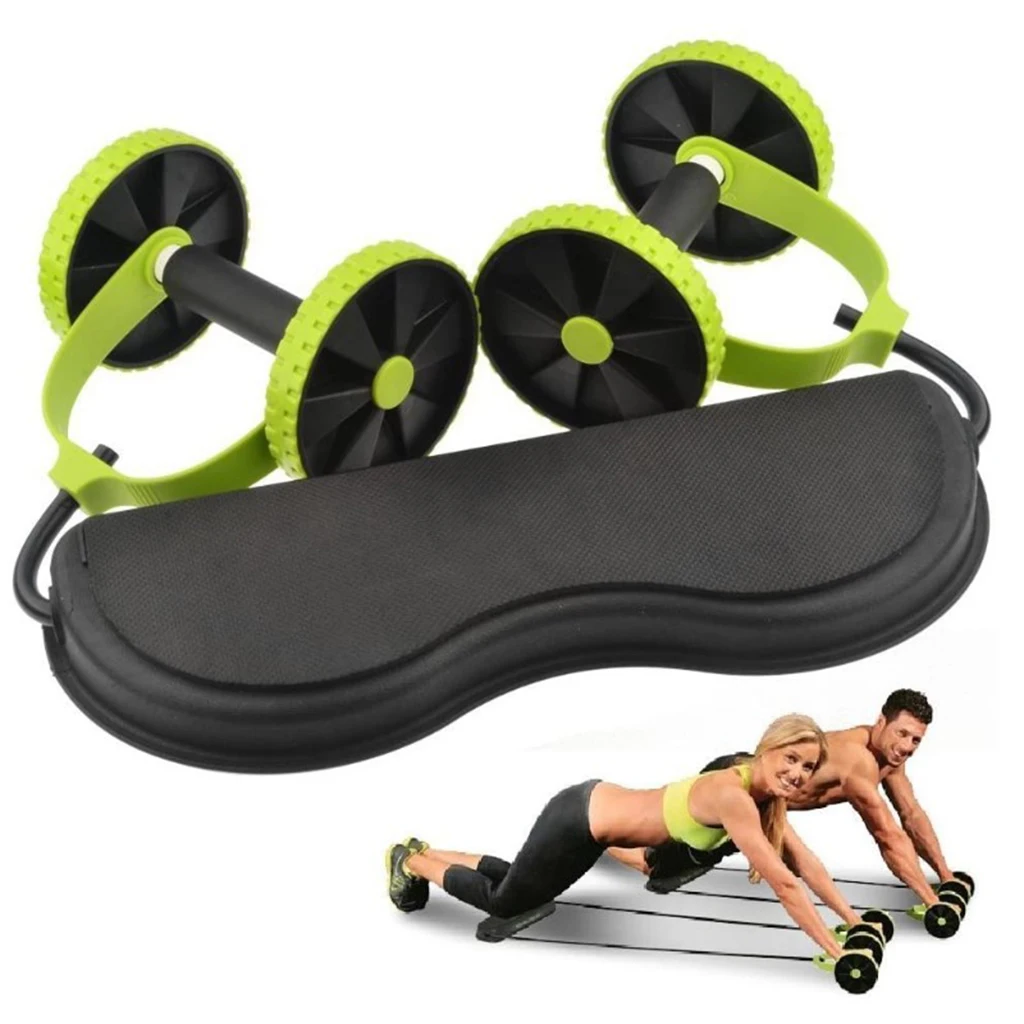 Double Wheels Ab Roller Pull Rope Abdominal Waist Slimming Exercise Equipment