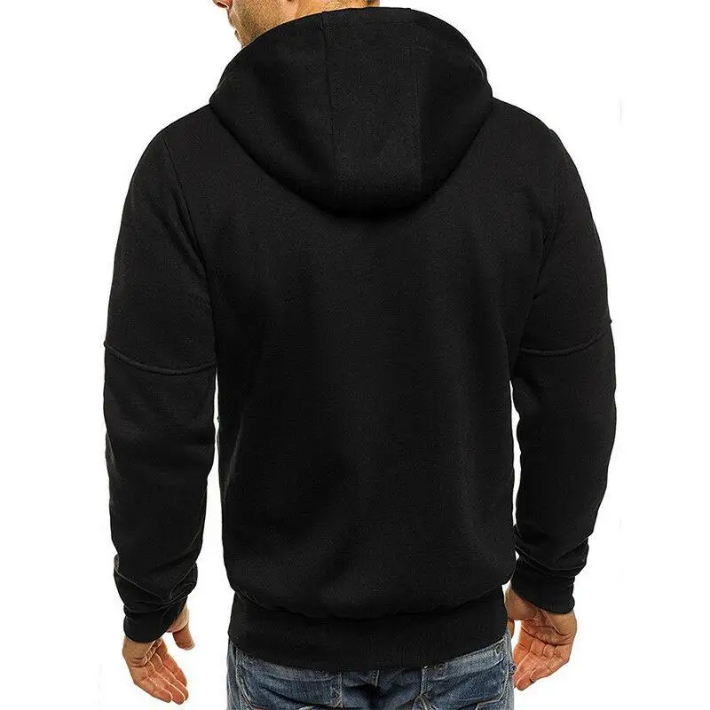 Men 2021 Autumn Long Sleeve Hoodie Fleece Hooded Jacket Coat Sweatshirt Solid Outwear Slim Fit Male Oversize Sport Clothes